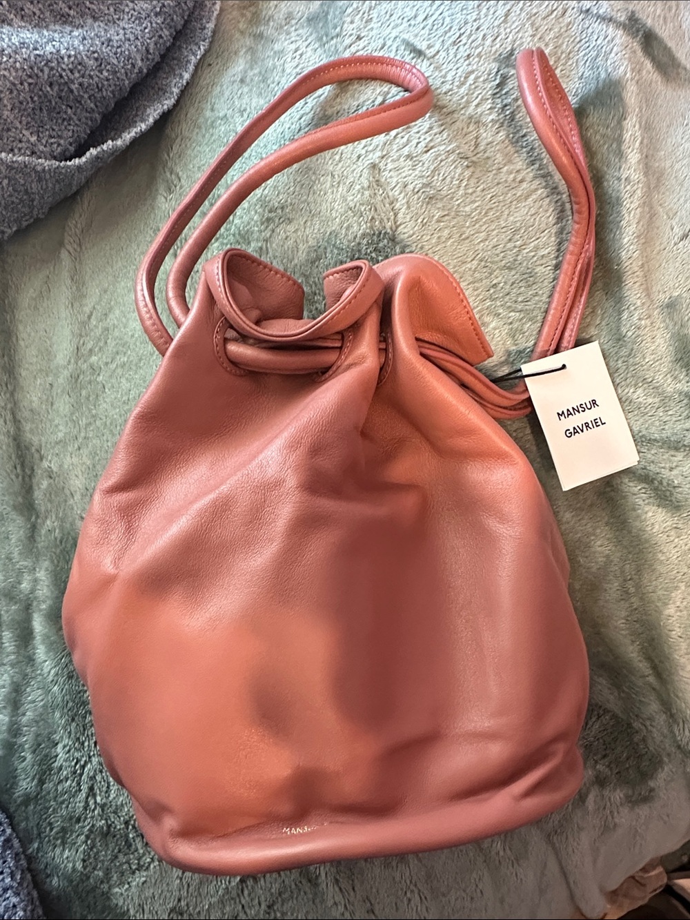Mansur Gavriel Rosewood Leather Drawstring Shoulder Bag